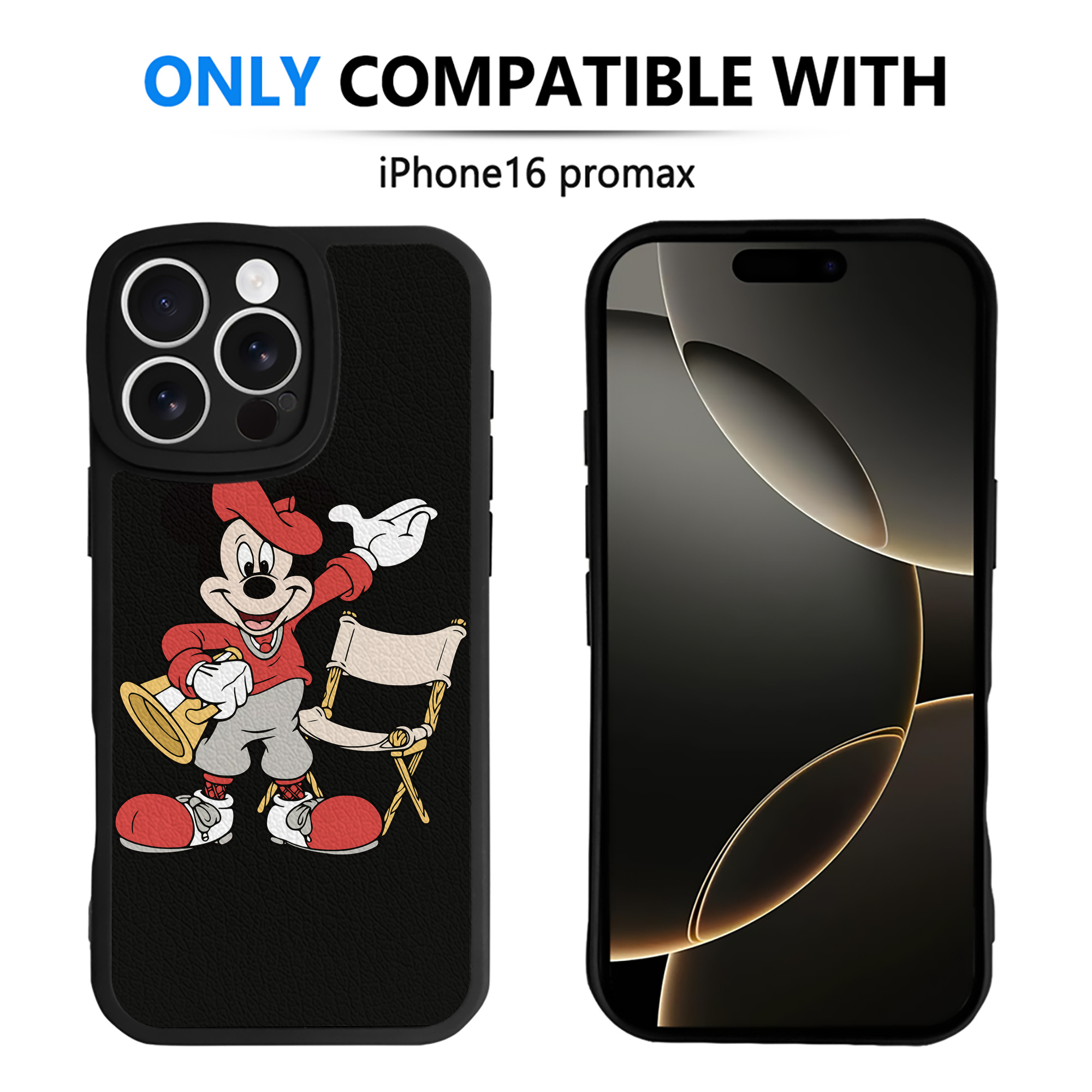（画像用） ミッキーマウス Mickey Mouse 【iPhone 16シリーズ対応】シリコンスマホケース（レザー調） 材質：シリコン